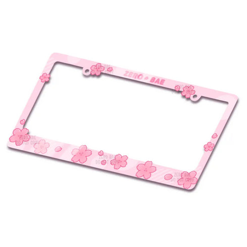 Pink Sakura Cherry Blossom License Plate Frame